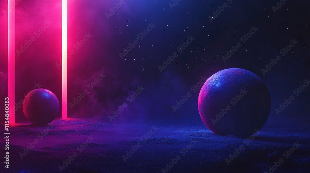 Poster extra dark background with 3d rendering of cosmic elements