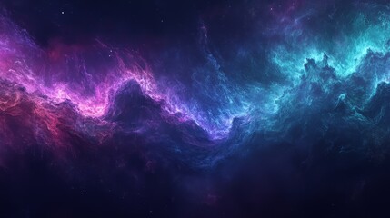 Fototapeta premium Vibrant teal and purple smoke blending seamlessly on a black backdrop, creating a dreamy abstract effect 