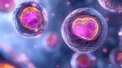 Close-up microscopic image of human bone marrow cells.