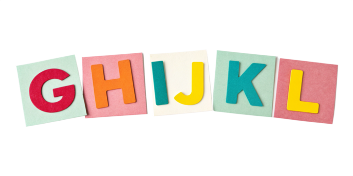 colorful letters on transparent background