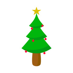 simple flat style christmas tree, eps vector illustration, isolated on white