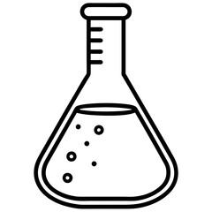 Chemistry Flask Line Art Vector Illustration