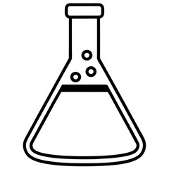 Chemistry Flask Line Art Vector Illustration