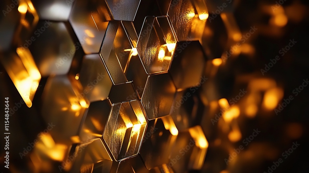 Poster Illuminated Hexagonal Metal Abstract Background for Creative Use