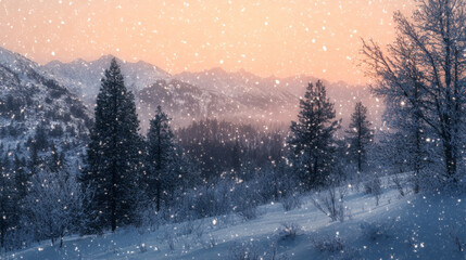 Fototapeta premium Snowy Mountain Range Sunrise Winter Landscape Photography