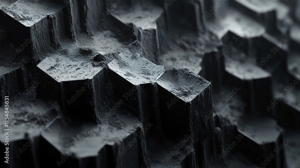 Poster hexagonal dark grey black background texture with depth and detail