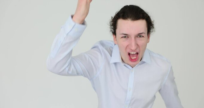 Man expresses disappointment and shouts at camera