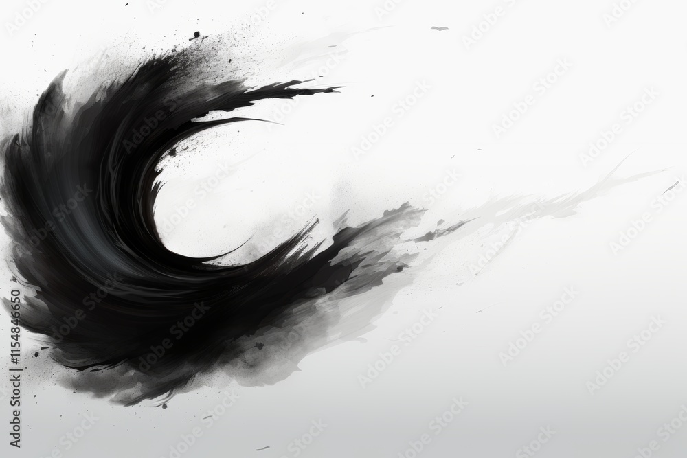Poster isolated dark scribbles on a white background an abstract artistic representation