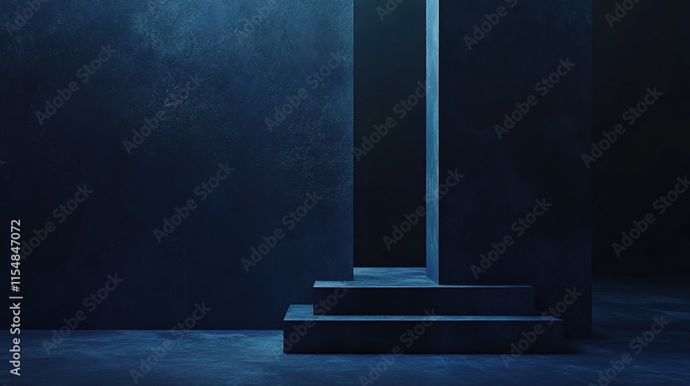 Poster dark blue abstract background with graphic elements and depth