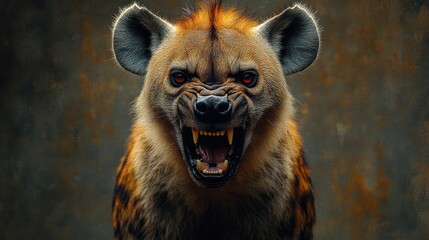 Obraz premium Fierce Hyena Portrait: A Close-Up of a Wild Canine