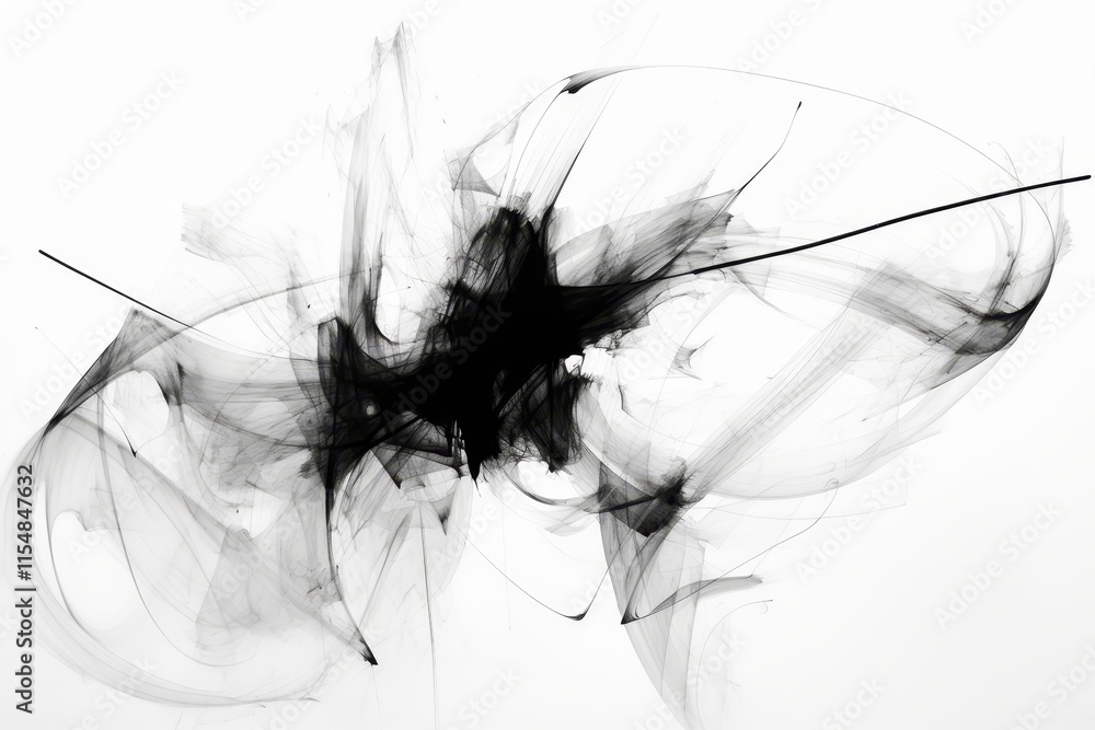 Aufkleber abstract dark scribbles isolated on white background, creating a unique artistic composition