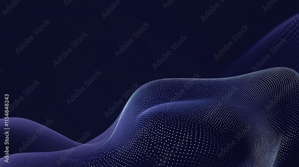 Poster dynamic navy blue abstract vector background with waves and dots