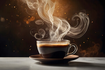 A digital artwork showcasing the theme of coffee and passion with a minimalist aesthetic