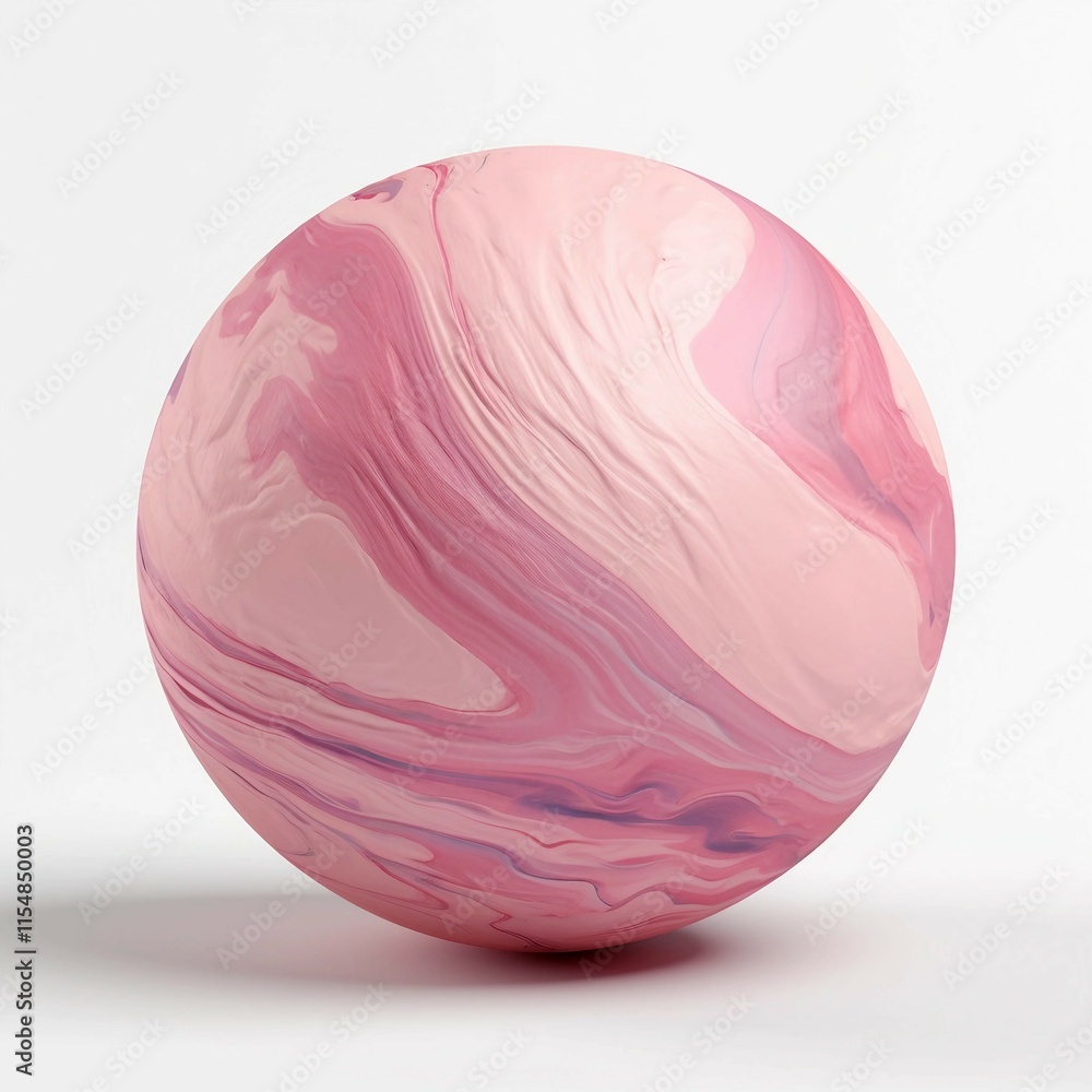 Sticker Abstract Photo of Pink Marble Ball on White Surface 