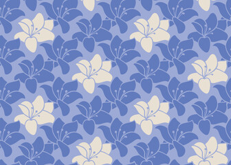 Fototapeta premium Lily flowers. seamless pattern for decorating all fashion designs, fabrics, wallpapers and prints. on a light blue background