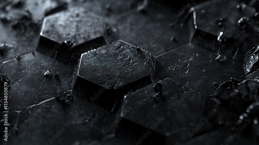 Poster dark hexagonal texture with black and grey elements for background