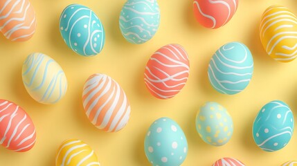 Obraz premium Abstract Easter egg pattern with soft lines on a light yellow background