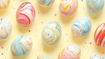 Abstract Easter egg pattern with soft lines on a light yellow background