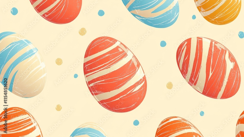 Poster abstract easter egg pattern with soft lines on a light yellow background