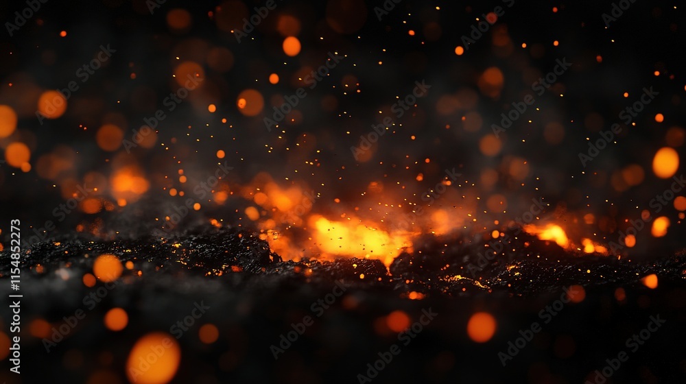 Poster stunning 3d rendering of fiery particles against dark background