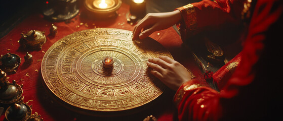 Chinese Astrology: Zodiac Wheel Ritual, Red Gold Fortune Teller