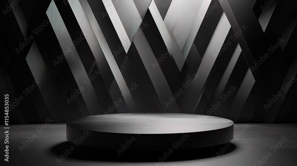 Poster minimalist 3d black and white empty room background with patterns
