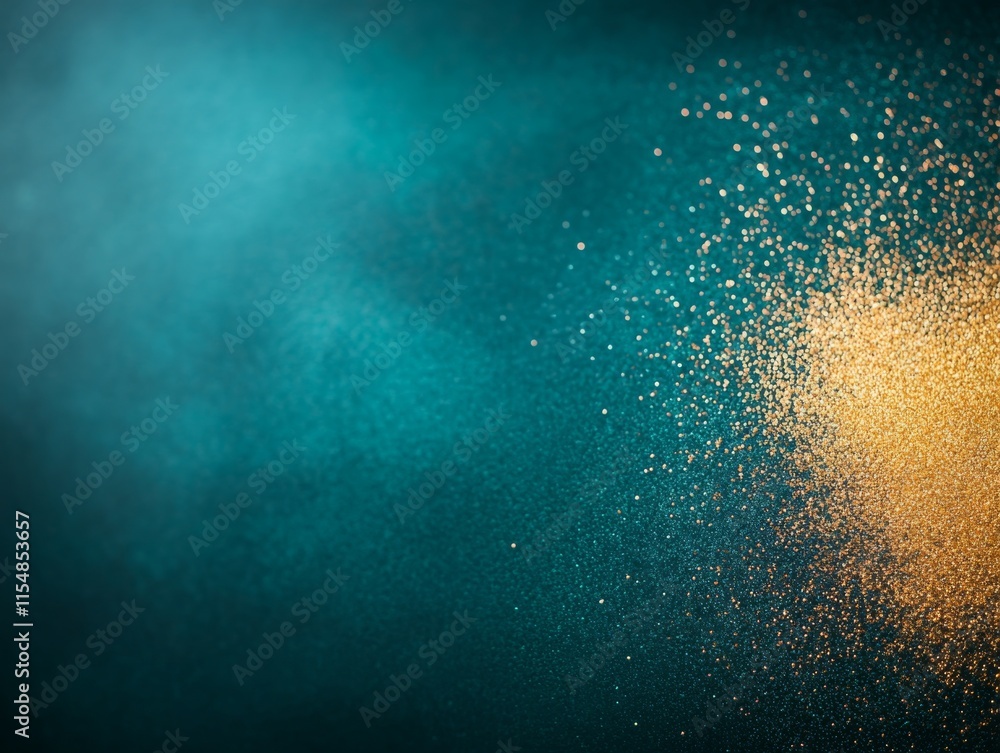 Poster Golden glitter transitions into emerald green sparkles against a soft black background, providing a beautiful canvas with room for elegant text placement