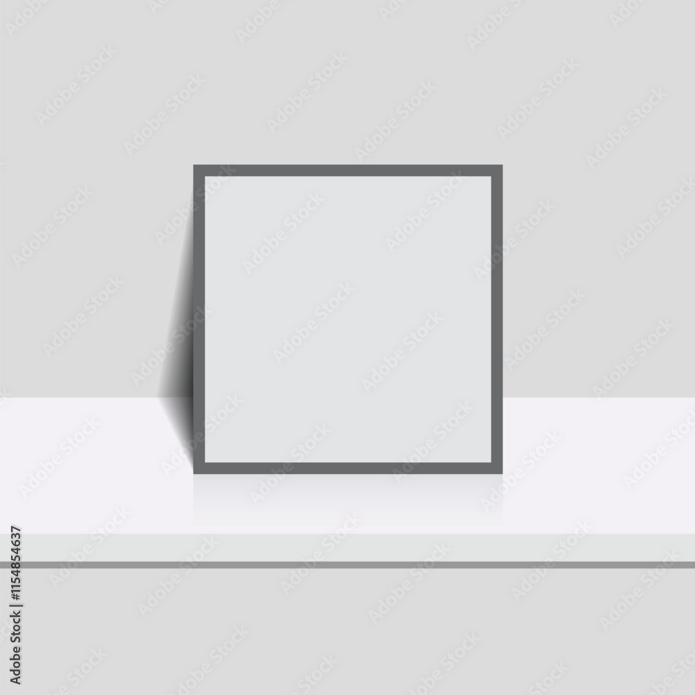 Poster home interior poster mock up with square frame. mock up frame close up in home interior background. 