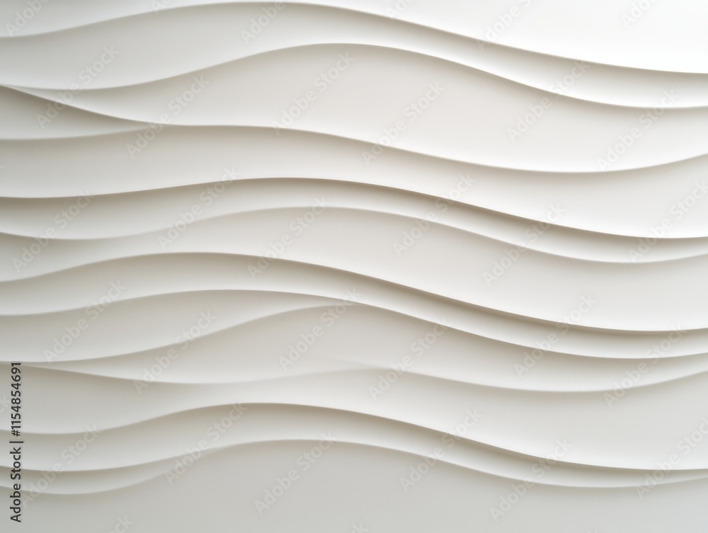 Poster Seamless white wave texture features soft shadows in an abstract pattern, offering a minimalist aesthetic with ample copy space for design purposes