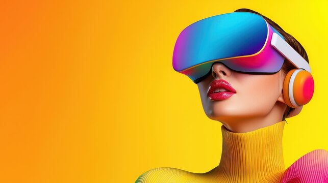 [Virtual gatherings digital immersive] Future Virtual Reality Goggles in Bright Gradient Background