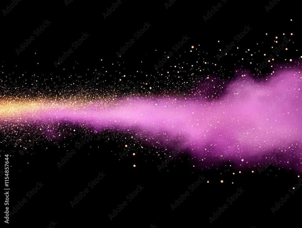 Fototapete a stunning explosion of purple light radiates across a dark canvas, accented by shimmering golden sp