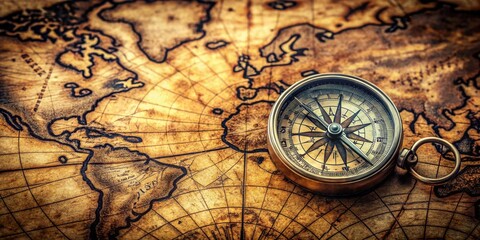An antique compass rests on a vintage world map, symbolizing exploration and the quest for discovery.