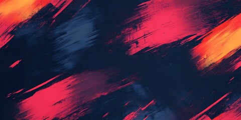 Naklejka premium Abstract red, orange, and blue paint strokes on dark background.