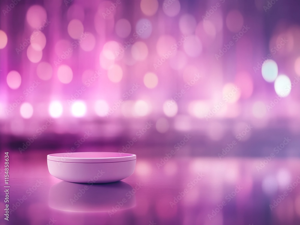 Poster a sleek, round gadget rests on a reflective surface, surrounded by a vibrant blur of neon colors tha