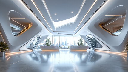 Obraz premium Futuristic Lobby Interior Architecture Modern Design
