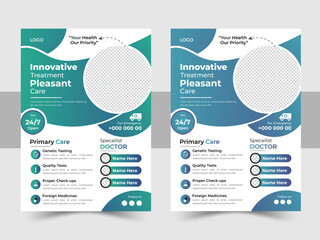 Modern Healthcare Flyer Template, Flyer Layout Design, A4 size vector file Design For Medical, Medical multipurpose flyer design template, medical brochure design.