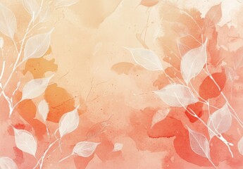 Abstract Background of Soft Watercolor Leaves and Gentle Shades in Coral and Peach for Artistic or Creative Projects