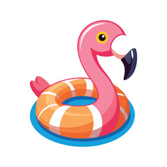Beautiful flamingo inflatable pool ring vector art illustrator.