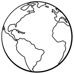 Earth Globe Line Art Vector Illustration