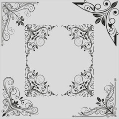 Floral Corner Ornaments Design Elements