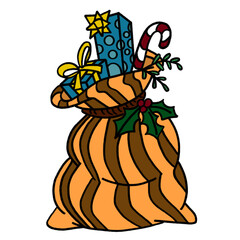  a drawing of christmas ornaments decorate for celebrate holiday with a lot of gift boxes