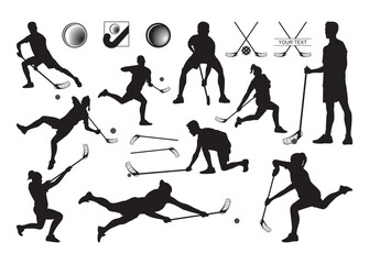 Naklejka premium Floorball Player vector, Floorball Player clipart, Floorball Player silhouette.