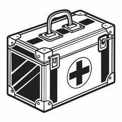 Black and White Emergency Kit Graphic for Health and Rescue Themes