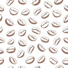 Coffee beans seamless pattern. Vintage coffee beans motif background for coffee shop