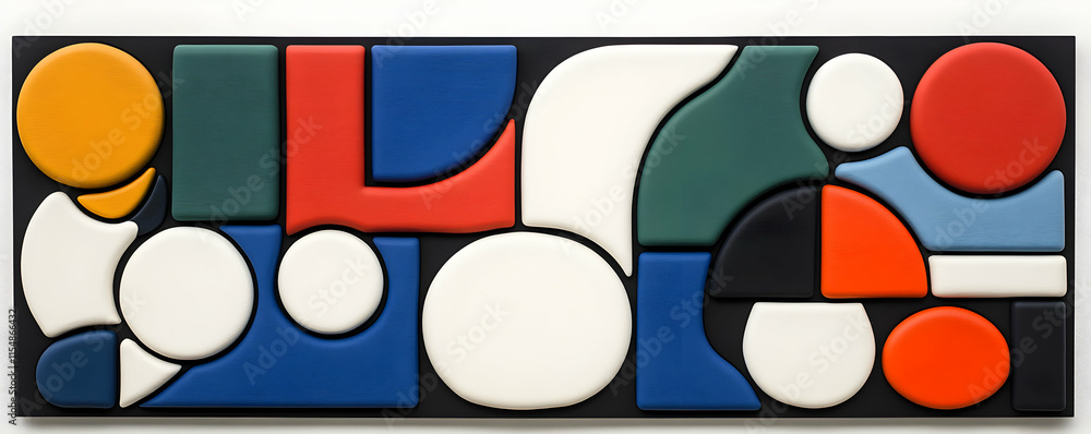 Poster abstract colorful shapes composition, geometric forms interlock harmoniously in a vibrant palette
