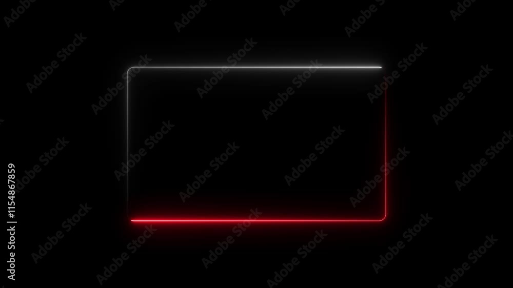 Poster neon rectangle border animation ,glowing neon frame. black background 4k animation.