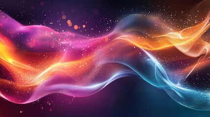 Abstract Wave Art Concept, A vibrant swirl of colorful waves with sparkling effects, creating a dynamic and energetic abstract background.