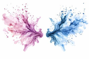Obraz premium Abstract Watercolor Splashes, Dual Hues Intertwine Dynamically, Creating a Vibrant, Artistic Expression.