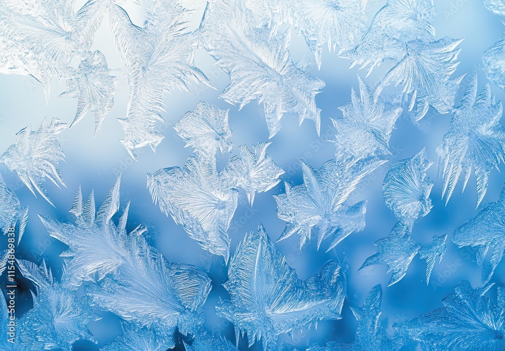Poster beautiful and intricate frosty patterns on a window creating a unique and stunning winter wonderland