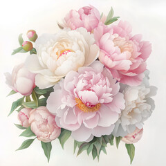 Detailed Bouquet of Pastel Peonies with Soft and Elegant Petals  
